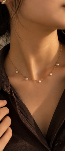 Golden Pearl Whisper Necklace