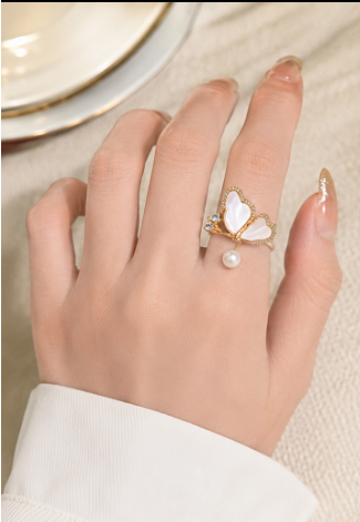 Butterfly Pearl Open Ring