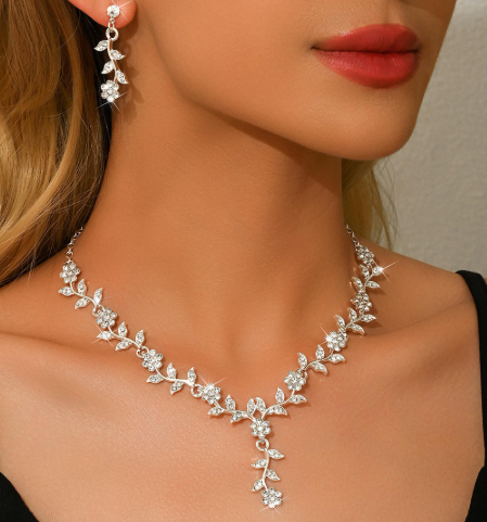 Crystal Blossom Necklace & Earring Set