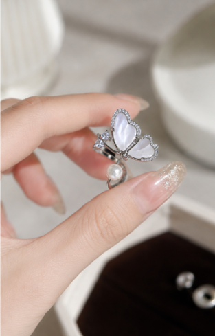 Butterfly Pearl Open Ring